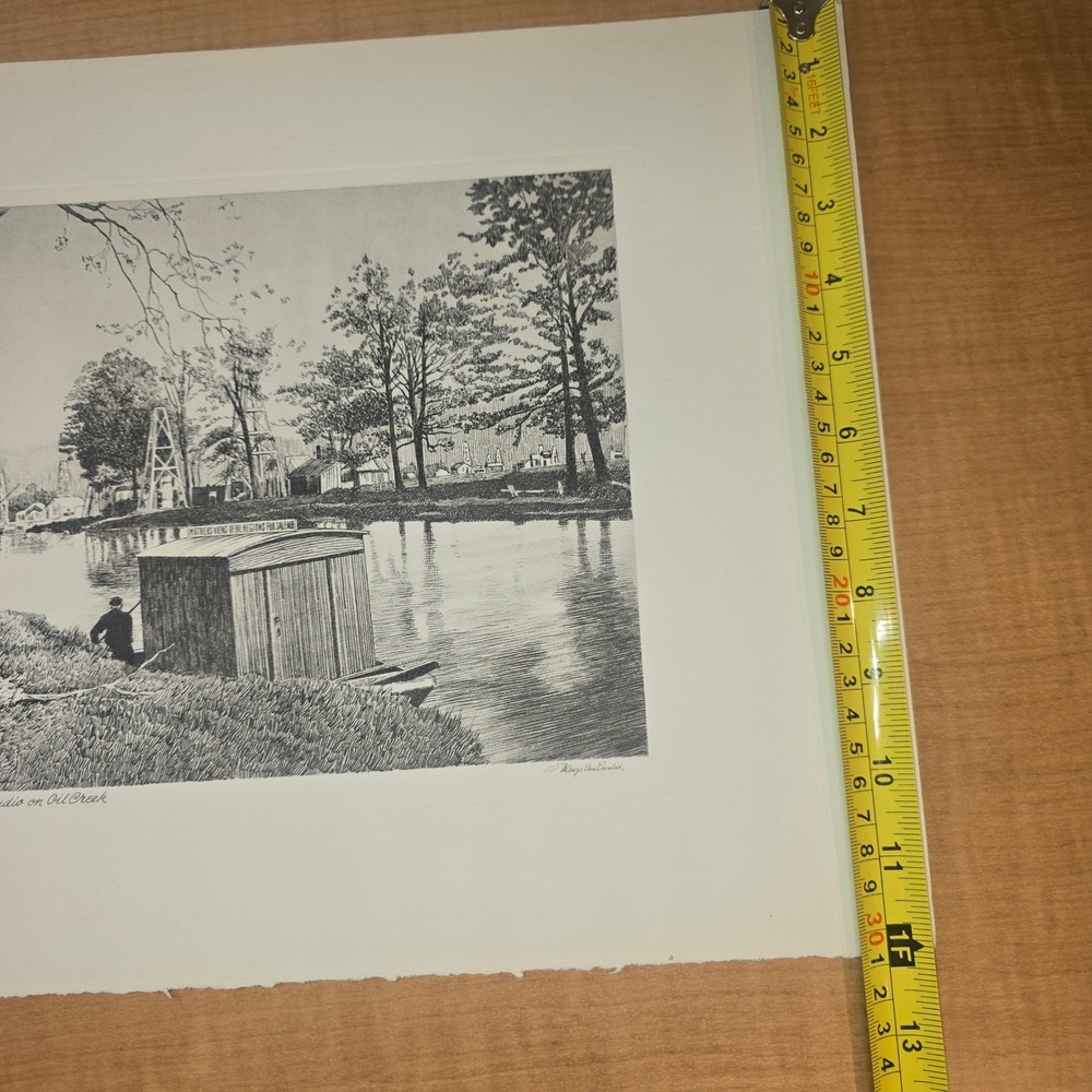 Menzo Van Esveldt Mather's Barge Studio on Oil Creek Vintage 16" x 12" print - Picture 5 of 8